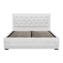 Artiss Tiyo Bed Frame PU Leather Gas Lift Storage - White Queen