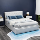 Artiss Tiyo Bed Frame PU Leather Gas Lift Storage - White Queen
