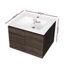 Cefito Bathroom Vanity Unit Ceramic Basin Cabinet Wall Mounted Storage 600mm Walnut