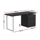 Artiss Metal Desk with 3 Drawers - Black