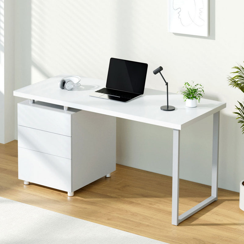 Artiss Metal Desk with 3 Drawers - White