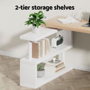 Artiss Rotary Corner Desk with Bookshelf - Brown & White