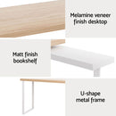 Artiss Rotary Corner Desk with Bookshelf - Brown & White