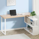 Artiss Rotary Corner Desk with Bookshelf - Brown & White