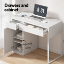 Artiss Metal Desk With Storage Cabinets - White