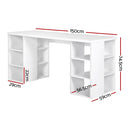 Artiss 3 Level Desk with Storage & Bookshelf - White