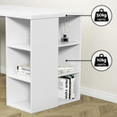 Artiss 3 Level Desk with Storage & Bookshelf - White