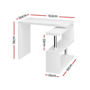 Artiss Rotary Corner Desk with Bookshelf - White