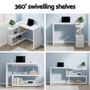 Artiss Rotary Corner Desk with Bookshelf - White