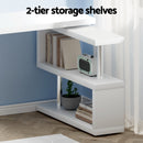 Artiss Rotary Corner Desk with Bookshelf - White