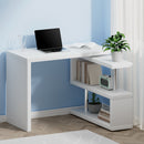 Artiss Rotary Corner Desk with Bookshelf - White
