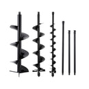 Giantz Post Hole Digger Auger Drill Bit Set 100mm 200mm 300mm Carbon Steel Black