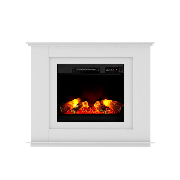 Devanti 2000W Electric Fireplace Mantle Portable Fire Log Wood Heater 3D Flame Effect White