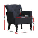 Artiss French Lorraine Chair Retro Wing - Black