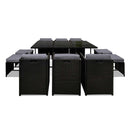 Gardeon 11 Piece PE Wicker Outdoor Dining Set - Black