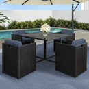 Gardeon 5 Piece Wicker Outdoor Dining Set - Black