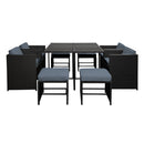 Gardeon 9 Piece Wicker Outdoor Dining Set - Black & Grey