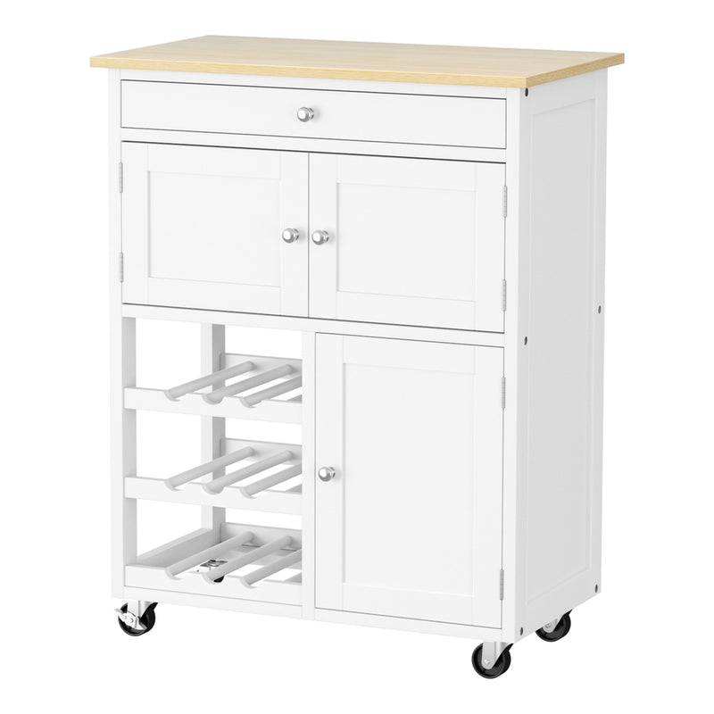 Artiss Kitchen Island Trolley Rolling Serving Cart Storage Cart Drawer Cupboard