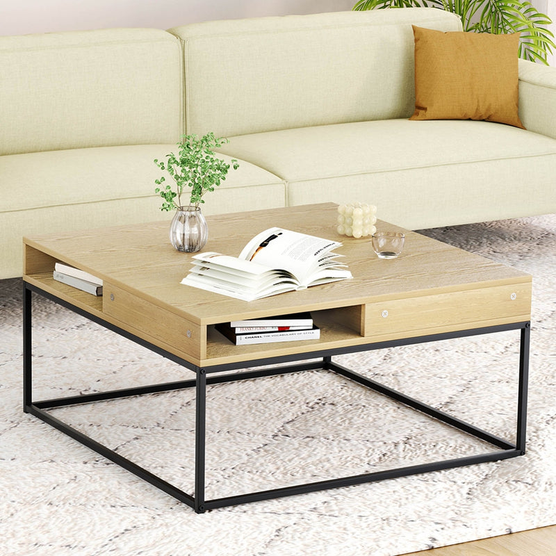 Artiss Coffee Table Storage Shelf Metal Frame