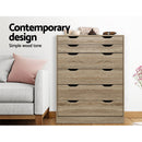 Artiss 6 Chest of Drawers Tallboy Dresser Table Storage Cabinet Oak Bedroom