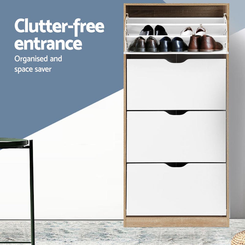 Artiss 48 Pairs Shoe Cabinet Rack Organiser Storage Shelf Wooden