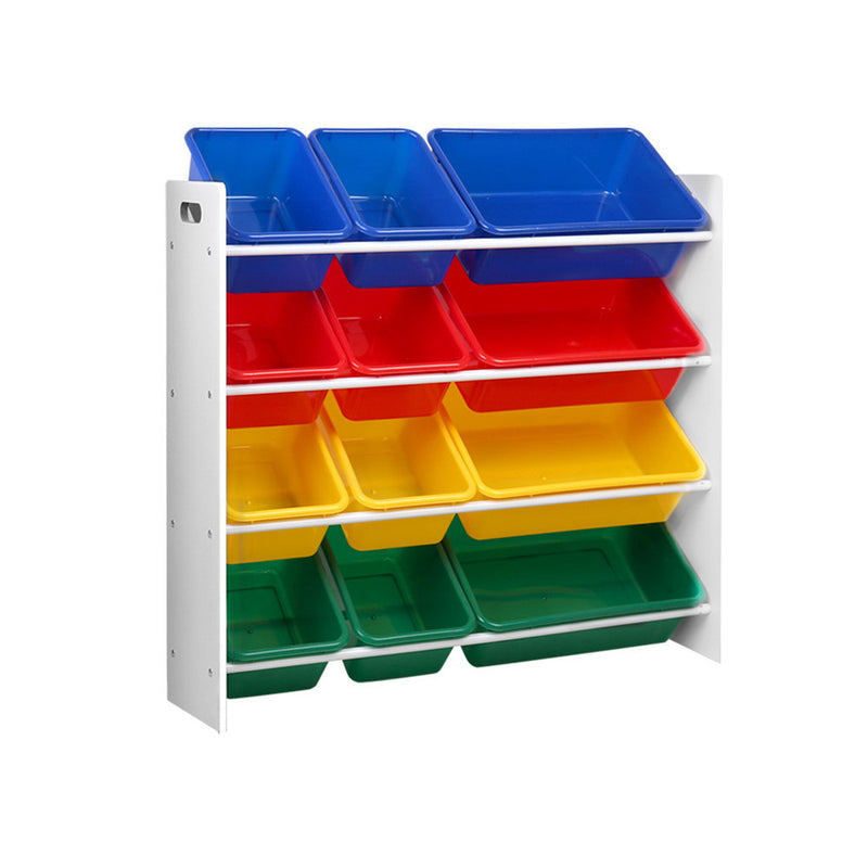 Keezi 12 Plastic Bins Kids Toy Organiser Box Bookshelf Storage Children Rack