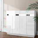 Artiss 120cm Shoe Cabinet Shoes Storage Rack High Gloss Cupboard White Drawers