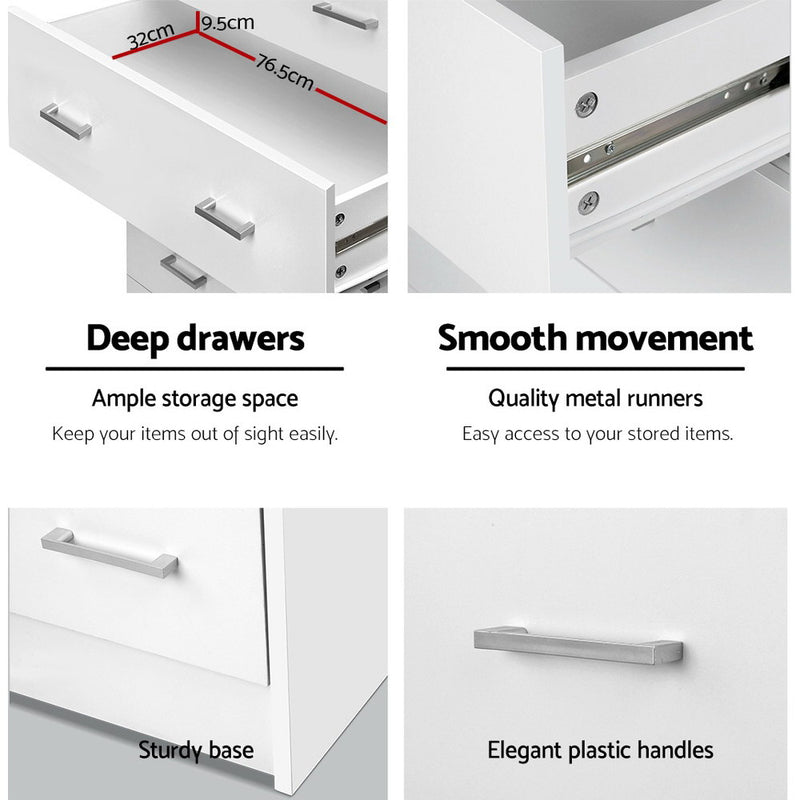 Artiss Tallboy Dresser Table 6 Chest of Drawers Cabinet Bedroom Storage White