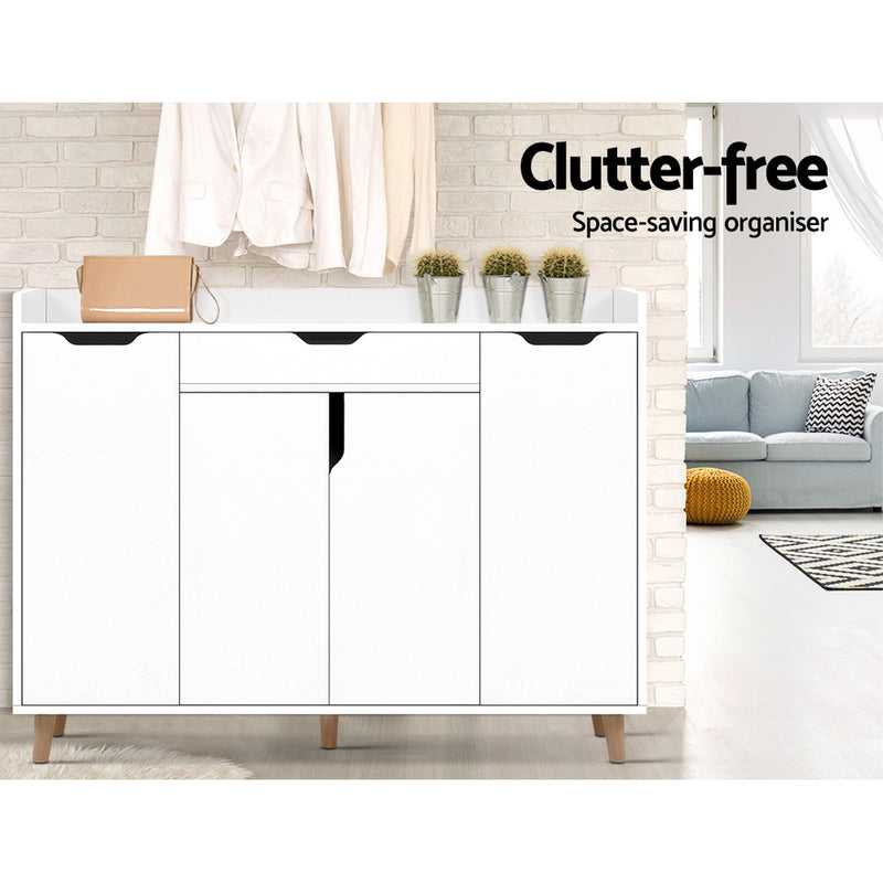 Artiss Shoe Cabinet Shoes Storage Rack 120cm Organiser White Drawer Cupboard