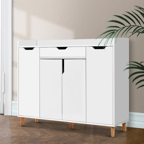 Artiss Shoe Cabinet Shoes Storage Rack 120cm Organiser White Drawer Cupboard