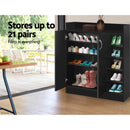 Artiss 2 Doors Shoe Cabinet Storage Cupboard - Black