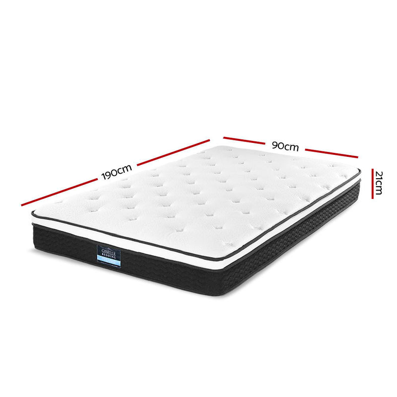 Giselle Bedding Bonita Euro Top Bonnell Spring Mattress 21cm Thick Single