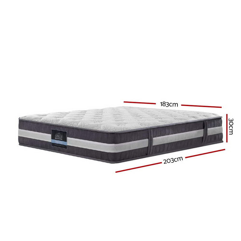 Giselle Bedding Lotus Tight Top Pocket Spring Mattress 30cm Thick King