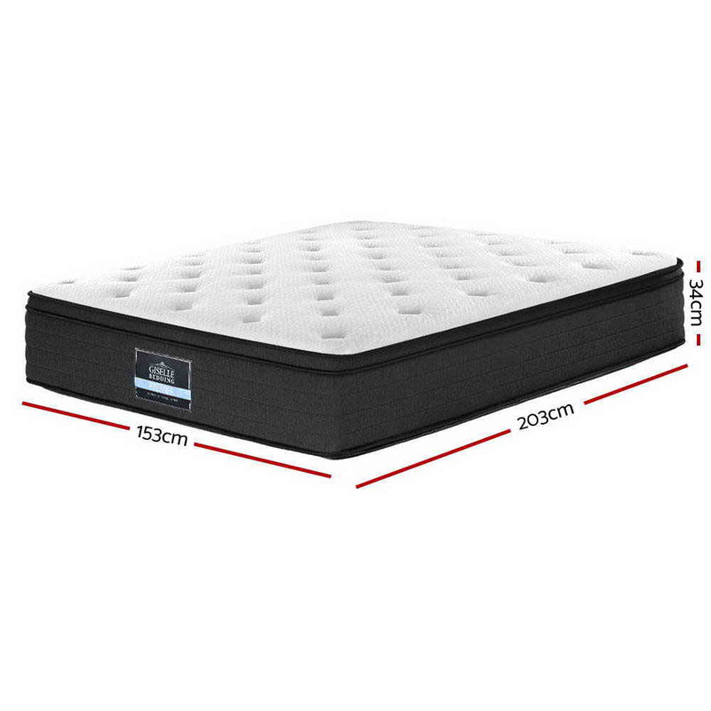 Giselle Bedding Eve Euro Top Pocket Spring Mattress 34cm Thick Queen