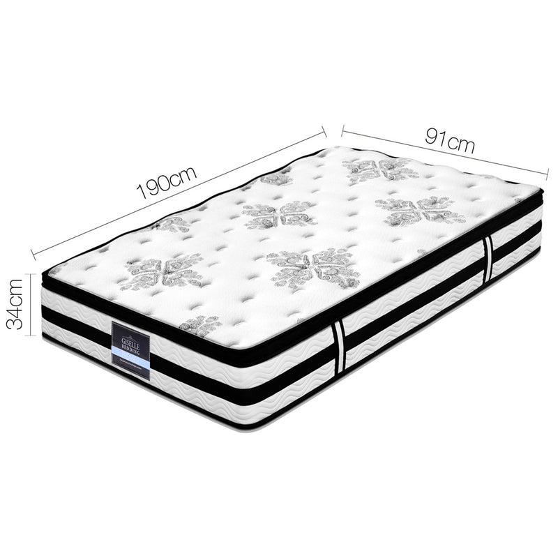 Giselle Bedding Algarve Euro Top Pocket Spring Mattress 34cm Thick Single