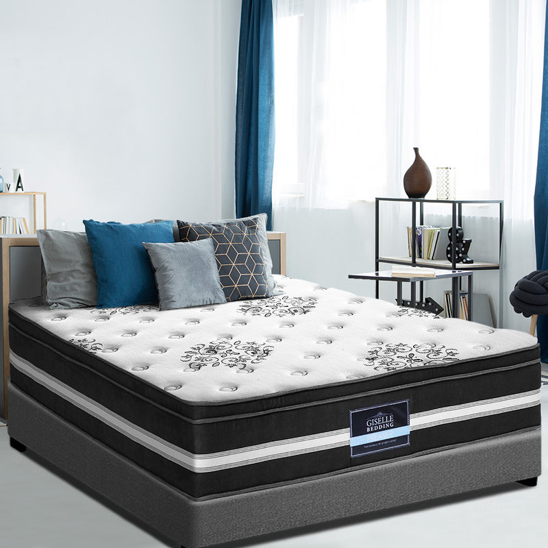 Giselle Bedding Donegal Euro Top Cool Gel Pocket Spring Mattress 34cm Thick Queen