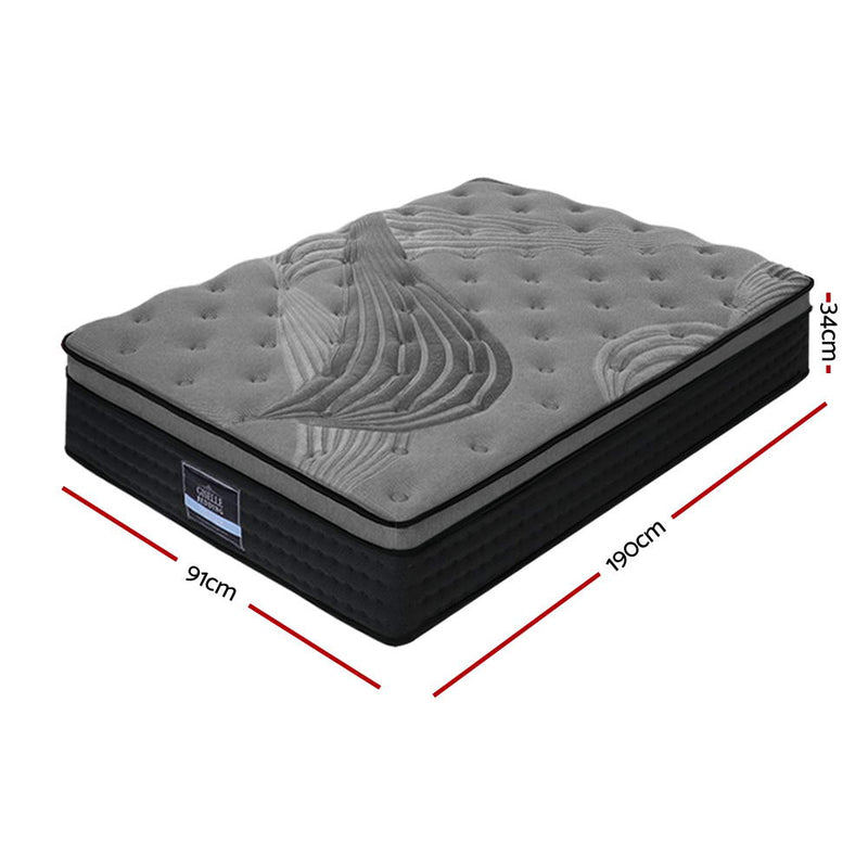Giselle Bedding Alanya Euro Top Pocket Spring Mattress 34cm Thick Single