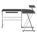 Artiss Corner Metal Pull Out Table Desk - Black
