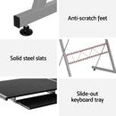 Artiss Corner Metal Pull Out Table Desk - Black