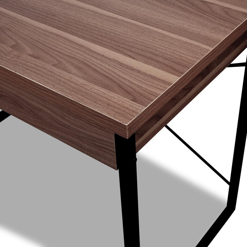 Artiss Metal Desk with Drawer - Walnut