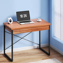 Artiss Metal Desk with Drawer - Walnut