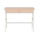 Artiss Metal Desk with Drawer - White with Oak Top