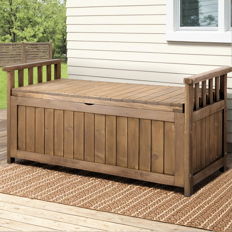 Gardeon Outdoor Storage Box Wooden Garden Bench Chest Toy Tool Sheds Furniture