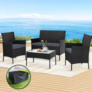 Gardeon Garden Furniture Outdoor Lounge Setting Wicker Sofa Patio Storage Cover Black