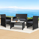 Gardeon Set of 4 Outdoor Wicker Chairs & Table - Black
