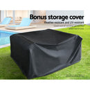 Gardeon Garden Furniture Outdoor Lounge Setting Wicker Sofa Set Storage Cover Black