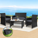 Gardeon Garden Furniture Outdoor Lounge Setting Wicker Sofa Set Storage Cover Black
