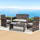 Gardeon Set of 4 Outdoor Wicker Chairs & Table - Grey