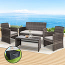 Gardeon Garden Furniture Outdoor Lounge Setting Wicker Sofa Set Storage Cover Mixed Grey
