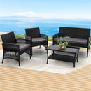 Gardeon Outdoor Furniture Set Wicker Cushion 4pc Black